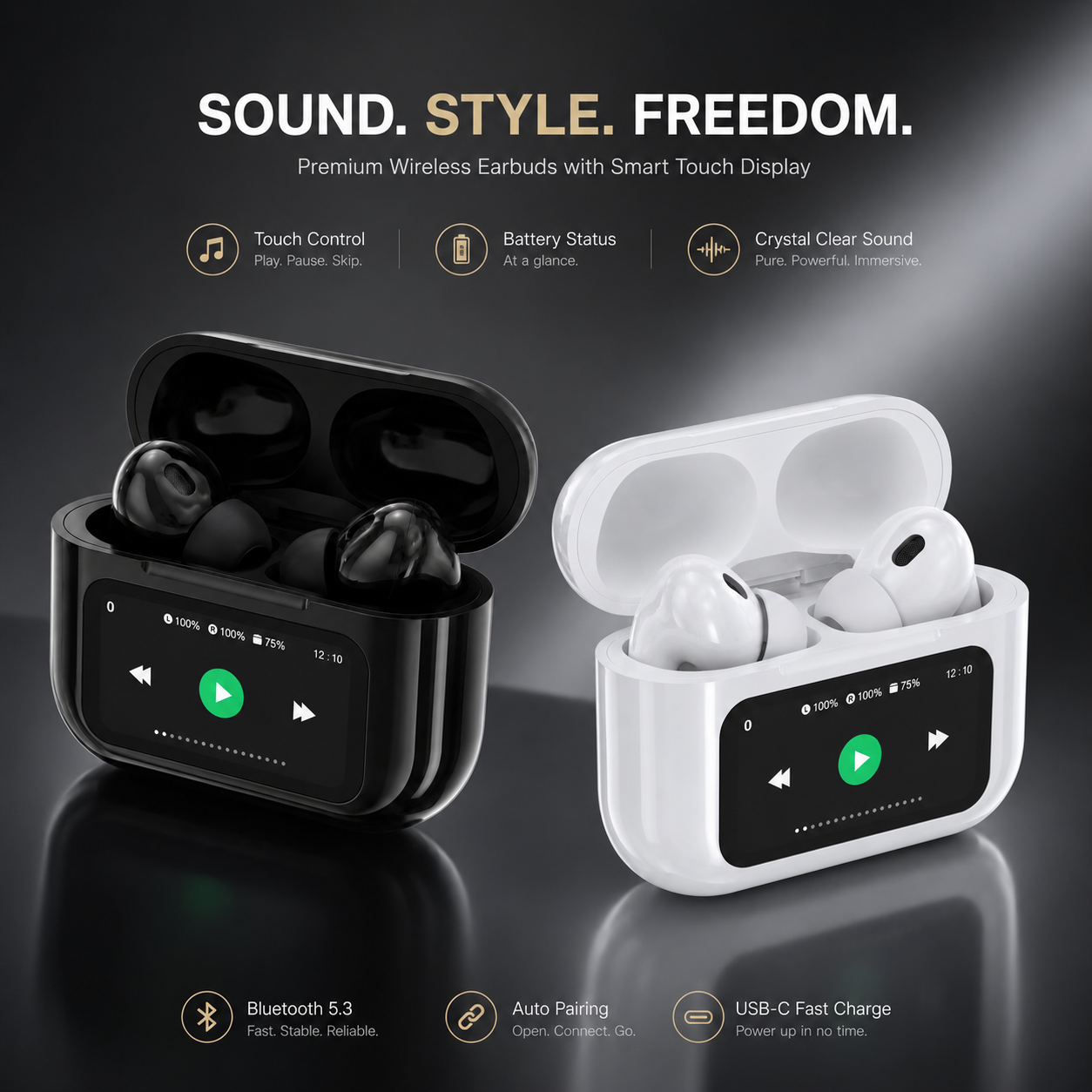 A9 Pro Earbuds Collection (Available in Classic Black & Elegant White)
